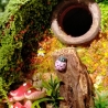 Hobbit Höhle Nistkasten rote Tür - Mooshaus 32mm - Pilze