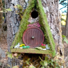 A-Frame Hobbit Nistkasten braune Tür - Mooshaus 32mm Unikat