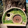 Hobbit Fass Nistkasten - Mooshaus 32mm - runde Tür Unikat