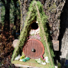 A-Frame Hobbit Nistkasten braune Tür - Mooshaus 32mm Unikat