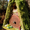 A-Frame Hobbit Nistkasten braune Tür - Mooshaus 32mm Unikat
