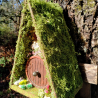 A-Frame Hobbit Nistkasten braune Tür - Mooshaus 32mm Unikat