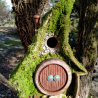 Hobbit Nistkasten Herz-Tür Moosdach - 32mm - Handgemacht Unikat
