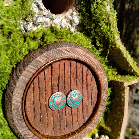 Hobbit Nistkasten Herz-Tür Moosdach - 32mm - Handgemacht Unikat