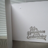 Geburtstagskarte in lila für eine Frau mit Torte