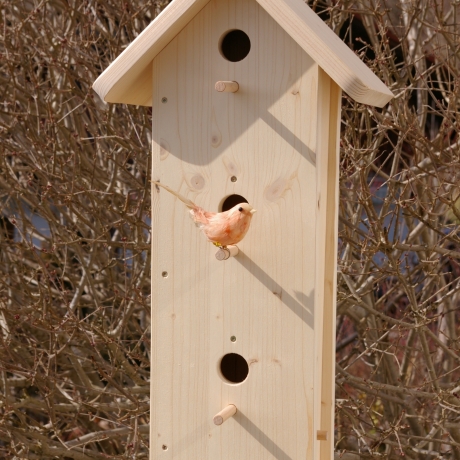 Vogelhaus mit 3 Nistplätzen unbemalt, zum Selbstbemalen #SH1