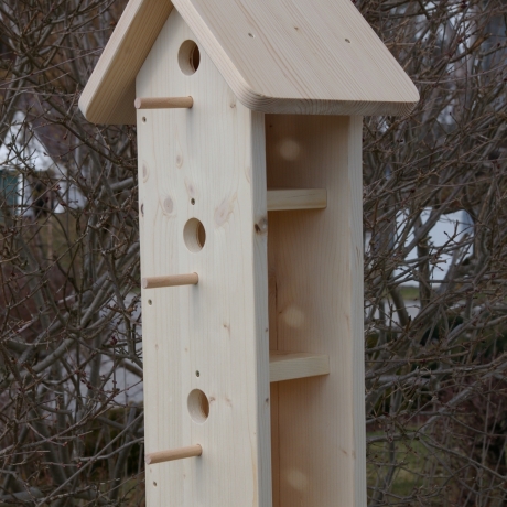 Vogelhaus mit 3 Nistplätzen unbemalt, zum Selbstbemalen #SH1