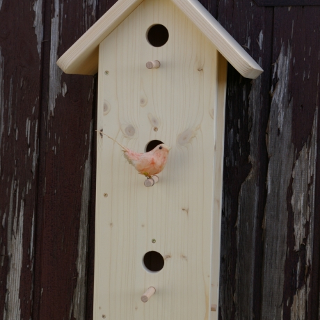 Vogelhaus mit 3 Nistplätzen unbemalt, zum Selbstbemalen #SH1