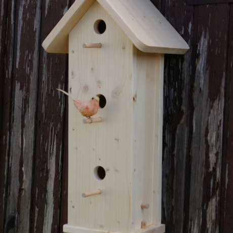 Vogelhaus mit 3 Nistplätzen unbemalt, zum Selbstbemalen #SH1
