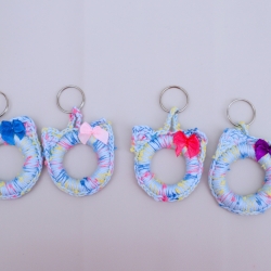 Schlüsselanhänger Katze Taschenbaumler Katzenkopf Handarbeit bunt