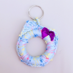 Schlüsselanhänger Katze Taschenbaumler Katzenkopf Handarbeit bunt