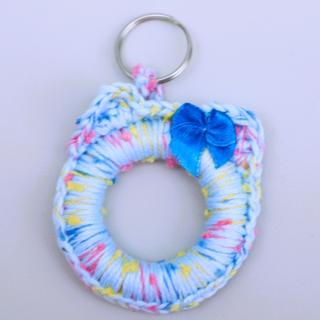 Schlüsselanhänger Katze Taschenbaumler Katzenkopf Handarbeit bunt