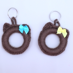 Schlüsselanhänger Katze Taschenbaumler Katzenkopf Handarbeit bunt