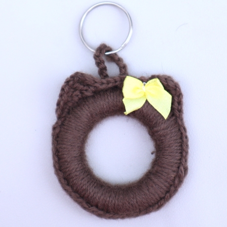 Schlüsselanhänger Katze Taschenbaumler Katzenkopf Handarbeit bunt