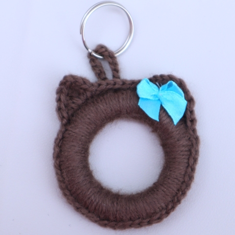 Schlüsselanhänger Katze Taschenbaumler Katzenkopf Handarbeit bunt