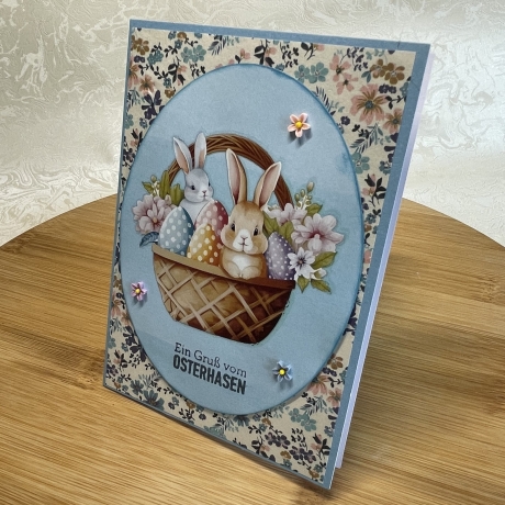 Karte - Osterkarte - Grußkarte Ein Gruß vom Osterhasen - hellblau