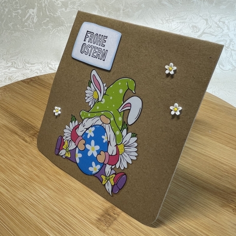 Karte - Osterkarte - Grußkarte Ostern - Wichtelhase mit Ei