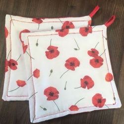 Topflappen Set XL -doppellagig Einzigartig - Mohnblume 