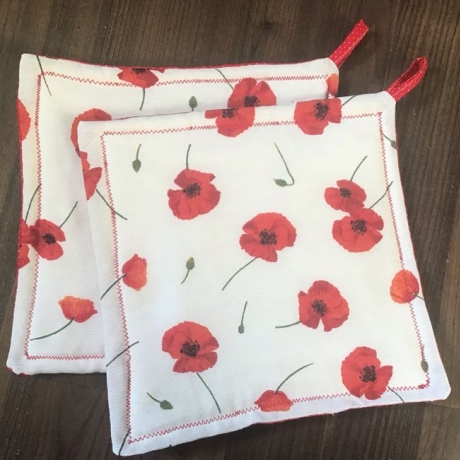 Topflappen Set XL -doppellagig Einzigartig - Mohnblume 