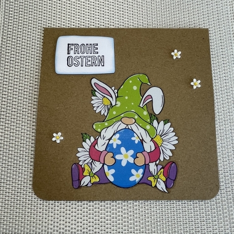 Karte - Osterkarte - Grußkarte Ostern - Wichtelhase mit Ei