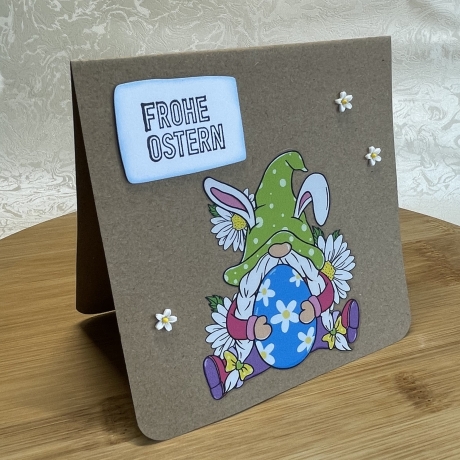 Karte - Osterkarte - Grußkarte Ostern - Wichtelhase mit Ei
