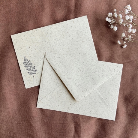 Briefumschlag • C6 • Graspapier creme • handbestempelt