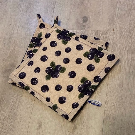 Topflappen Set XL -doppellagig Einzigartig Unikat - Blaubeeren