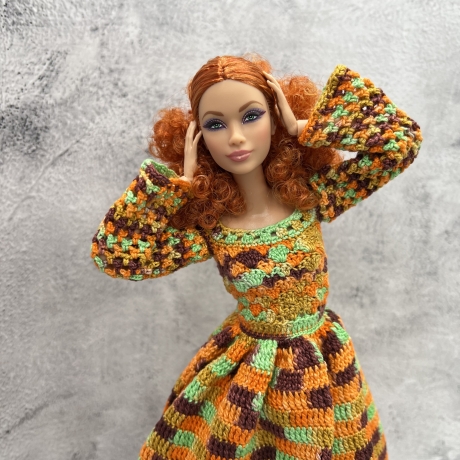 Kleid für Puppen (Barbie, Steffi), orange