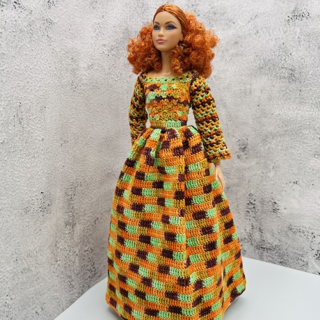 Kleid für Puppen (Barbie, Steffi), orange
