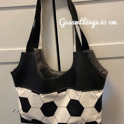 Shoppingtasche Strandtasche Saunatasche - Fußball schwarz weiß