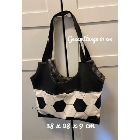 Shoppingtasche Strandtasche Saunatasche - Fußball schwarz weiß