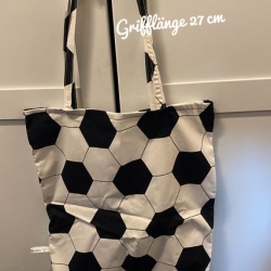 Shoppingtasche Einkaufstasche Unikat - Fußball schwarz weiß