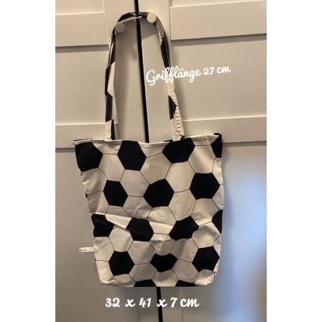 Shoppingtasche Einkaufstasche Unikat - Fußball schwarz weiß