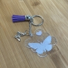 Schlüsselanhänger Glitzer-Acryl - Schmetterling hellblau lila 
