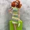 Buntes Puppenkleid und Zubehör für 1:6 Puppen (Barbie, Steffi)