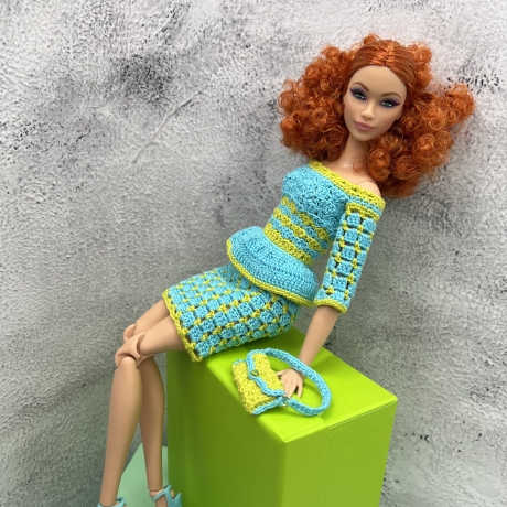 Handgehäkeltes Outfit für 1:6 Modepuppen (Barbie, Steffi)