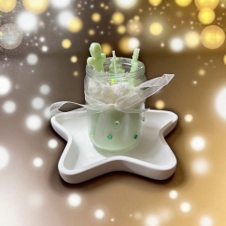 Kerze im Glas mit Unterteller Stern Kerze im Glas mit Unterteller Stern