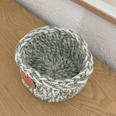 Häkelkorb Korb Körbchen • grün weiß rund Aufbewahrung