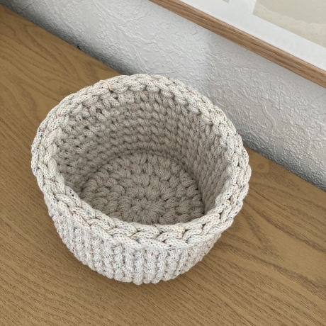 Häkelkorb Korb Körbchen • creme bunt rund Aufbewahrung