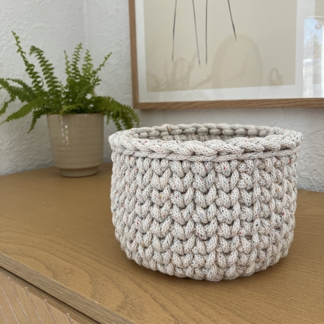 Häkelkorb Korb Körbchen • creme bunt rund Aufbewahrung