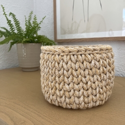 Häkelkorb Korb Körbchen • gelb meliert rund gehäkelt