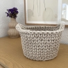 Häkelkorb Utensilo mit Griffen Henkeln • beige grau