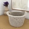 Häkelkorb Utensilo mit Griffen Henkeln • beige grau