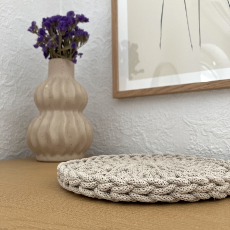 Häkel-Untersetzer • hell beige • rund Deko Boho