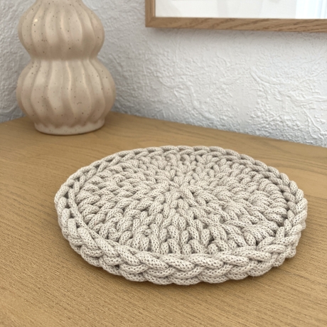 Häkel-Untersetzer • hell beige • rund Deko Boho