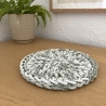 Häkel-Untersetzer • grün weiß meliert • rund Deko Boho