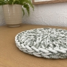 Häkel-Untersetzer • grün weiß meliert • rund Deko Boho