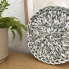 Häkel-Untersetzer • grün weiß meliert • rund Deko Boho