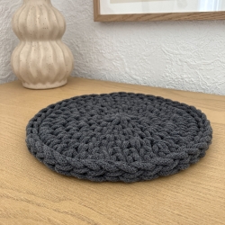 Häkel-Untersetzer • dunkelblau • rund Deko Boho