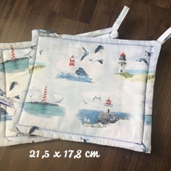 Topflappen Set doppellagig Geschenk Einzigartig Leuchtturm klein